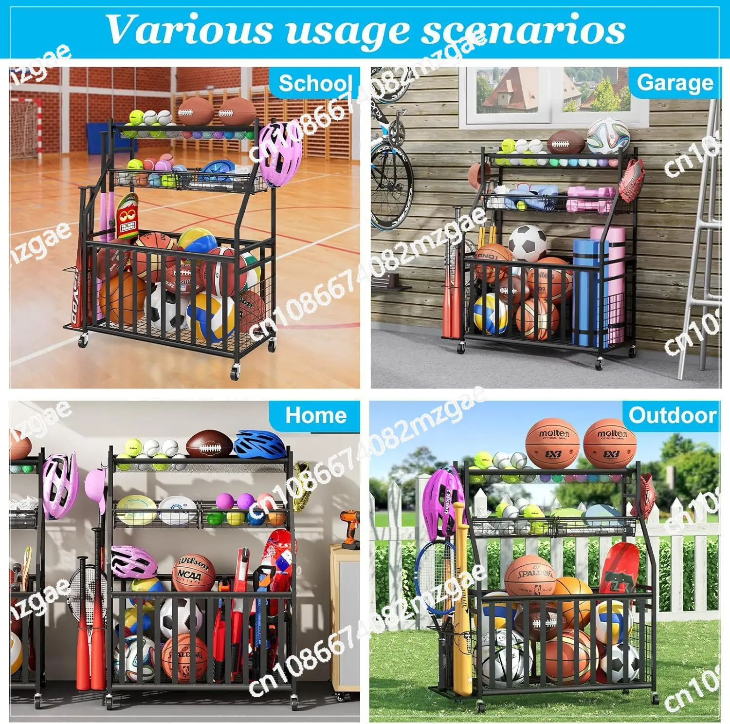 Sports Equipment Bag With Wheels - حقيبة تخزين معدات رياضية مع رف