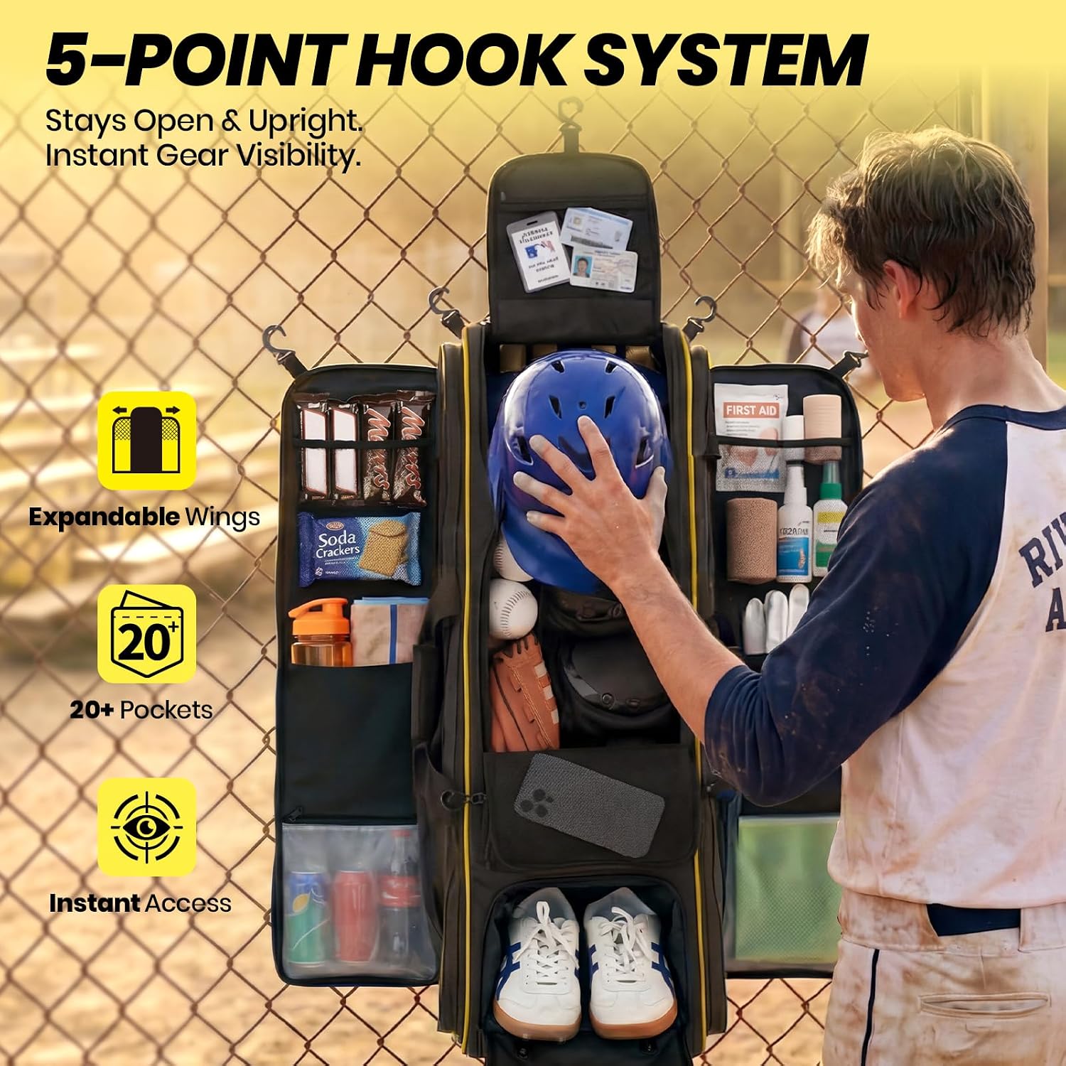 حقيبة معدات بيسبول بسعة 100 لت - مراجعة Sports Equipment Bag With Wheels وسعره