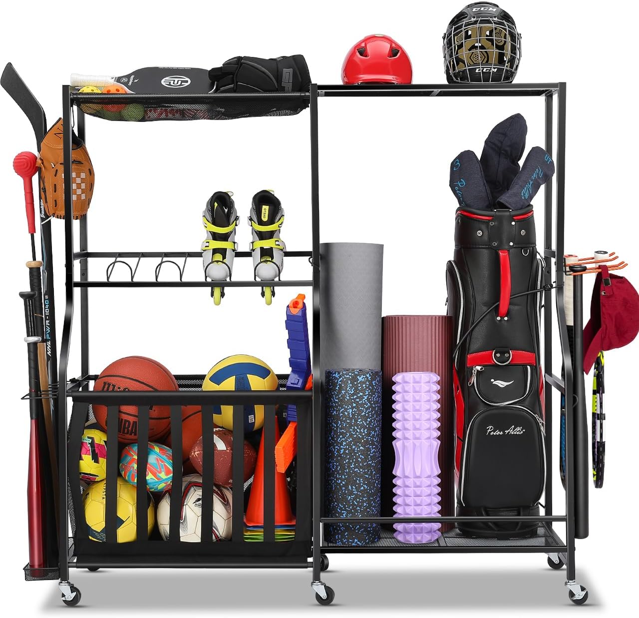 منظم معدات رياضية للجراج بعجلا - مراجعة Sports Equipment Bag With Wheels وسعره